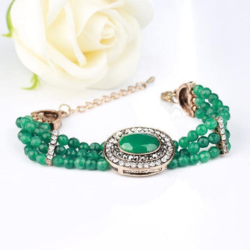 Luxury Boho Natural Stone Antique Gold Hand Made Crystal Retro Ethnic Bracelet - The Jewellery Supermarket